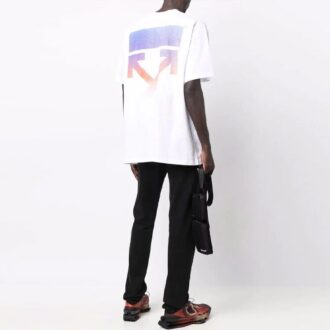 FW21 Logo flèche col rond Shorts manches courtes coupe ample blanc