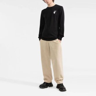FW21 Logo Motif flèche Col rond Manches longues Noir
