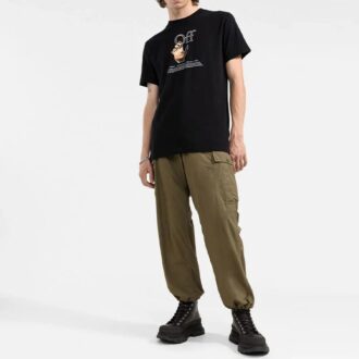 FW21 T-shirt à col rond et Shorts avec logo humoristique, version standard, noir