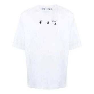 FW21 T-shirt en coton Arrow à col rond et Shorts, coupe ajustée, blanc