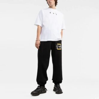 FW21 T-shirt en coton Arrow à col rond et Shorts, coupe ajustée, blanc