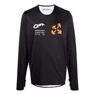 FW21 T-shirt à manches longues ample avec logo imprimé, noir