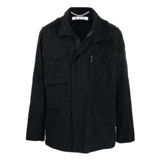 FW21 Veste à manches longues unie avec logo Arrows et poches cargo, version standard, noir