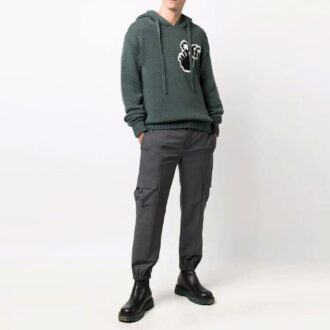 Hiver-Printemps 2021, pull à capuche en tricot avec logo, version standard, vert