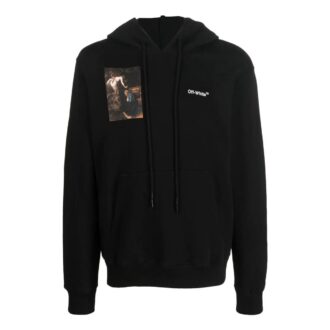 Homme Off-White FW22 T-shirt à capuche à manches longues ample avec imprimé de personnage Noir