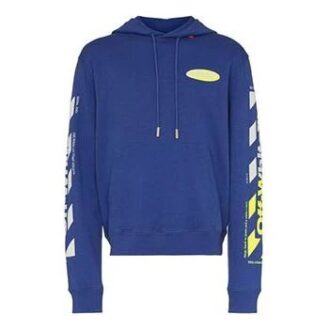 Homme SS19 Sweat à capuche slim avec logo divisé Bleu