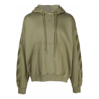 Hoodie à manches longues ample imprimé à motifs Off-White pour homme FW21, vert