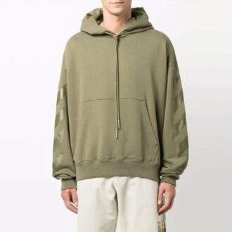 Hoodie à manches longues ample imprimé à motifs Off-White pour homme FW21, vert