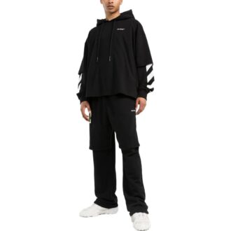 Hoodie noir à manches longues imprimé rayures unies Off-White pour homme