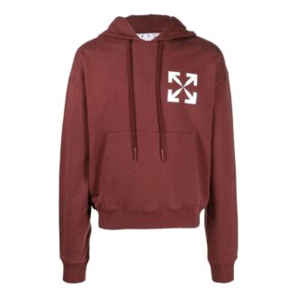 Hoodie Off-White pour homme, collection SS22, à manches longues et logo imprimé, couleur rouge vin