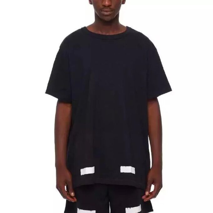 Imprimé carré, col rond, Shorts, unisexe, noir