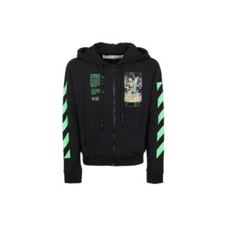 Imprimé graphique en coton avec fermeture éclair pour homme, noir