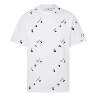 Imprimé intégral du logo alphabétique, col rond, Shorts, blanc