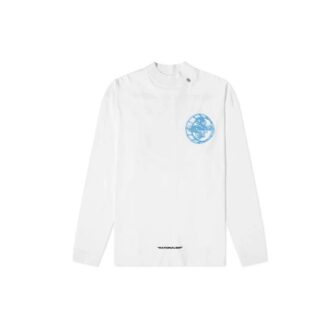 Imprimé logo 3D Col rond Manches longues Unisexe Blanc