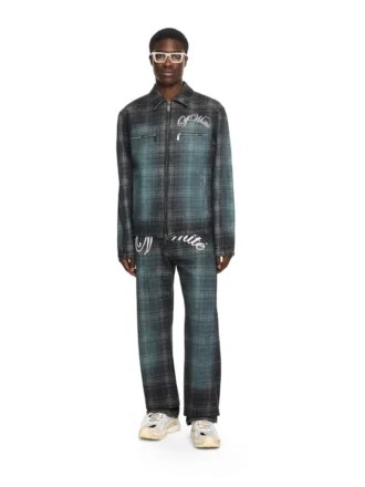 Jean slim relax à motif jacquard à carreaux