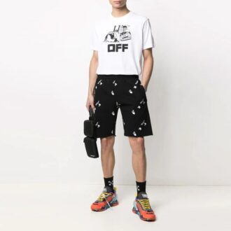 Jupe courte imprimée logo SS21 pour homme, noire