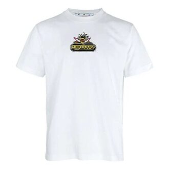Logo Imprimé Alphabet Flèche Manches courtes Blanc