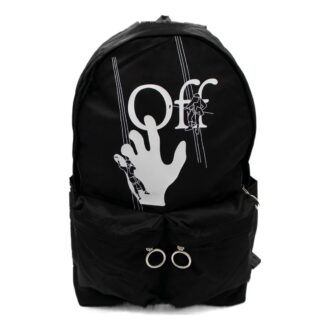Logo, imprimé alphabétique graffiti, fermeture à glissière, multiples poches, sac à dos, sac d&rsquo;école, noir