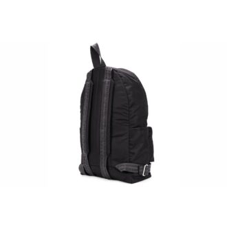 Logo imprimé, fermeture à glissière, multiples poches, sac à dos, cartable, noir