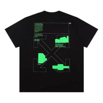 Logo pour homme à manches courtes avec croquis de flèches fluorescentes en forme d&rsquo;arc