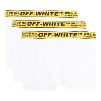 Lot de trois boxers classiques industriels pour homme SS21 avec logo, blanc