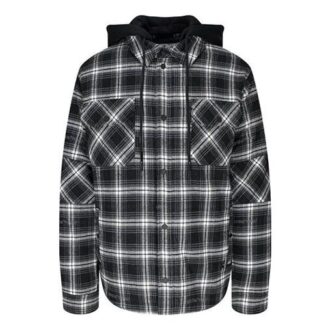 Manteau à capuche à carreaux à manches longues FW20 pour homme, noir