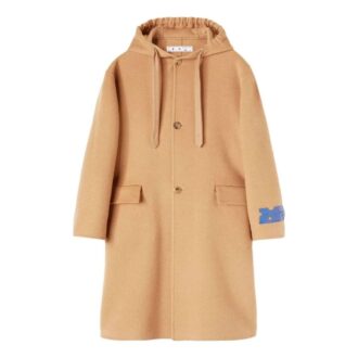 Manteau mi-long à capuche en cachemire « Kaki »