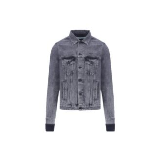 Motif flèches imprimées, assemblage de motifs, veste en Denim, gris
