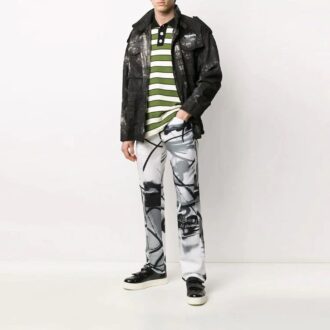 Nouvelle veste tie-dye Field, coupe ample, vert foncé