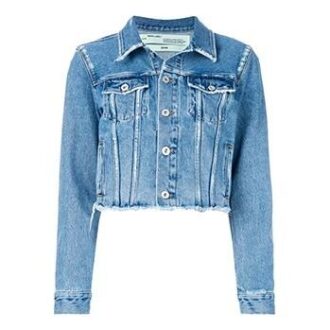 Off-White C/O Virgil Abloh Veste en Denim courte « Blue Flower Shop » Bleu