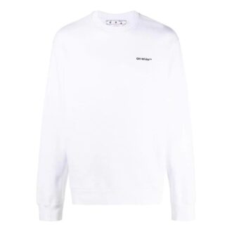 Off-White Chemise blanche unie à col rond et manches longues pour homme, collection SS22, avec logo imprimé