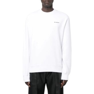 Off-White Chemise blanche unie à col rond et manches longues pour homme, collection SS22, avec logo imprimé