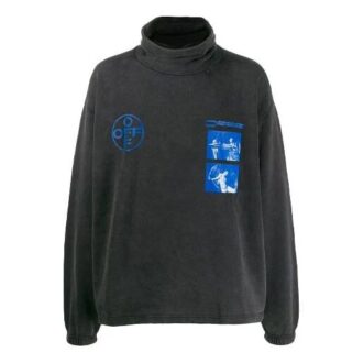 Off-White Homme FW21 Motif Col montant Manches longues Coupe ample Noir Gris Off-White Homme FW21 Motif Col montant Manches longues Coupe ample Noir Gris