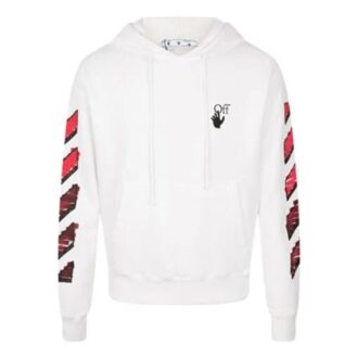 Off-White Homme FW21 – Sweat à capuche ample blanc avec logo flèche dégradé