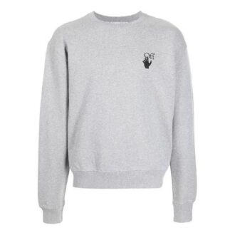 Off-White Homme FW21 T-shirt à manches longues ample gris avec logo sur la poitrine et motif de flèches dans le dos Off-White Homme FW21 T-shirt à manches longues ample gris avec logo sur la poitrine et motif de flèches dans le dos