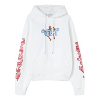 Off-White Homme FW22 Graffiti Loose à capuche et manches longues Blanc Off-White Homme FW22 Graffiti Loose à capuche et manches longues Blanc