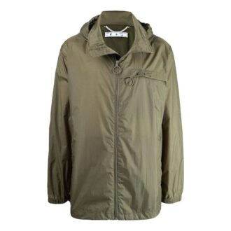 Off-White Homme FW22 Imprimé logo Trench-coat mi-long Vert Off-White Homme FW22 Imprimé logo Trench-coat mi-long Vert