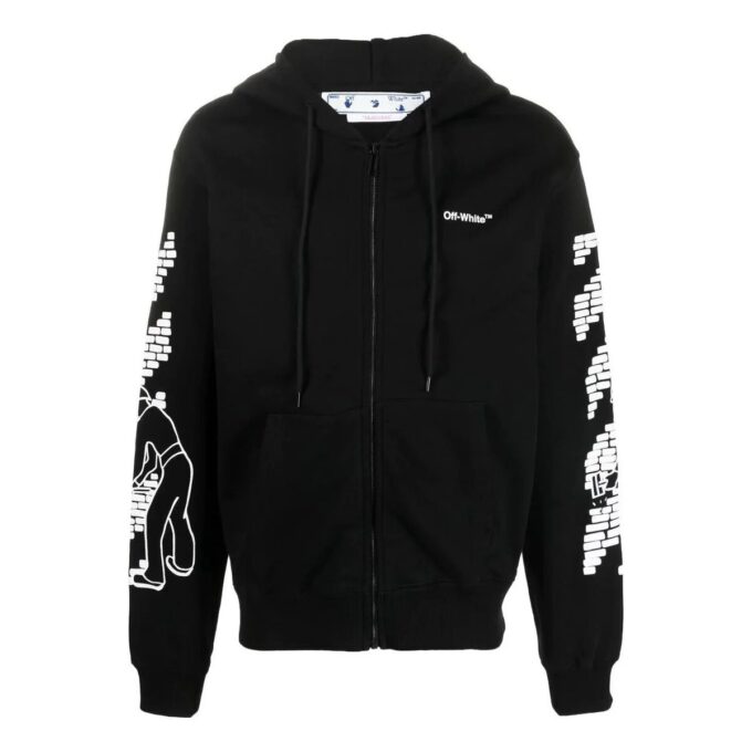 Off-White Homme FW22 Imprimé à motifs côtelés Coupe ajustée Noir