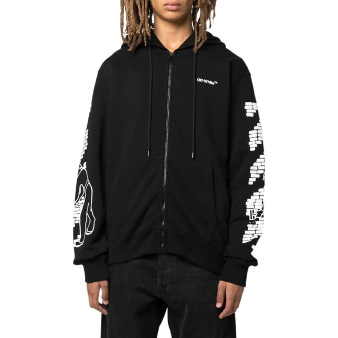 Off-White Homme FW22 Imprimé à motifs côtelés Coupe ajustée Noir