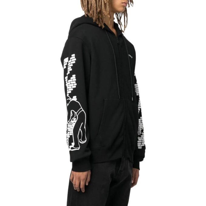 Off-White Homme FW22 Imprimé à motifs côtelés Coupe ajustée Noir