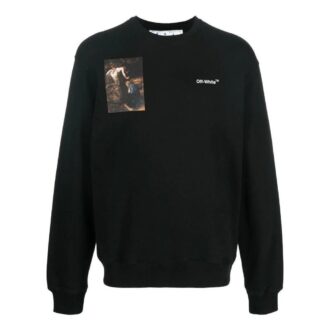 Off-White Homme FW22 Imprimé personnage Col rond Manches longues Coupe ample Noir Off-White Homme FW22 Imprimé personnage Col rond Manches longues Coupe ample Noir