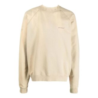 Off-White Homme FW22 Logo brodé rayé col rond manches longues beige Off-White Homme FW22 Logo brodé rayé col rond manches longues beige