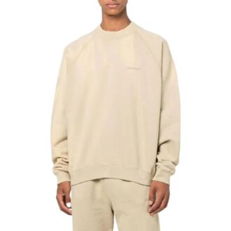 Off-White Homme FW22 Logo brodé rayé col rond manches longues beige Off-White Homme FW22 Logo brodé rayé col rond manches longues beige