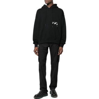 Off-White Homme FW22 Pantalon de survêtement uni à cordon de serrage et logo imprimé, noir d’automne Off-White Homme FW22 Pantalon de survêtement uni à cordon de serrage et logo imprimé, noir d’automne