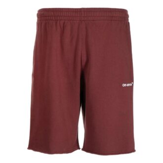 Off-White Homme FW22 Short de sport à imprimé logo rayé, version rouge Off-White Homme FW22 Short de sport à imprimé logo rayé, version rouge