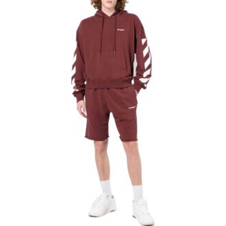 Off-White Homme FW22 Short de sport à imprimé logo rayé, version rouge Off-White Homme FW22 Short de sport à imprimé logo rayé, version rouge