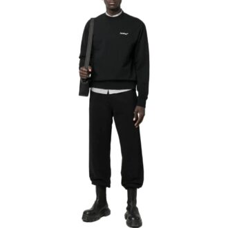 Off-White Homme FW22 T-shirt à col rond et manches longues, imprimé logo, couleur unie, noir Off-White Homme FW22 T-shirt à col rond et manches longues, imprimé logo, couleur unie, noir