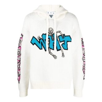 Off-White Homme FW22 T-shirt à manches longues à capuche unie Graffiti Blanc Off-White Homme FW22 T-shirt à manches longues à capuche unie Graffiti Blanc