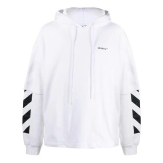Off-White Homme FW22 Version à manches longues et capuche imprimée, couleur unie, blanc Off-White Homme FW22 Version à manches longues et capuche imprimée, couleur unie, blanc