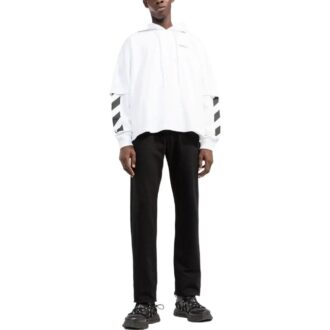 Off-White Homme FW22 Version à manches longues et capuche imprimée, couleur unie, blanc Off-White Homme FW22 Version à manches longues et capuche imprimée, couleur unie, blanc